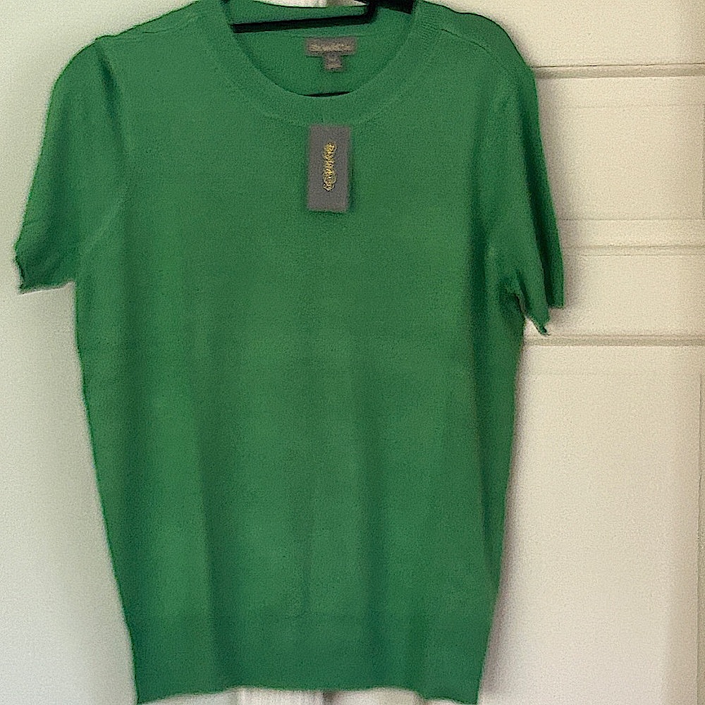 Hampton Green Crew Neck Knit Sweater Short Sleeve Size Medium New With Tags - Picture 2 of 8